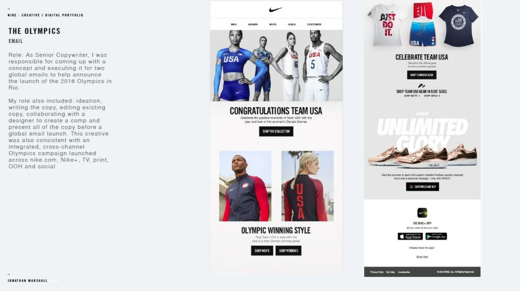 Nike global emails for the 2016 Olympics